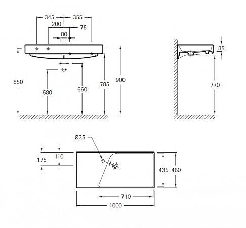 Раковина Jacob Delafon Rythmik EXN112-00, 100x46 см