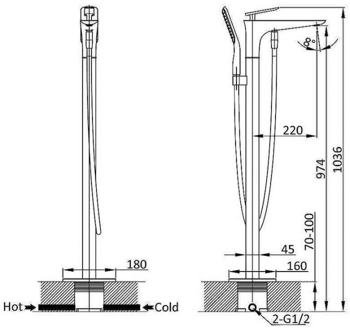 Смеситель для ванны Vincea VTF-102CH Хром