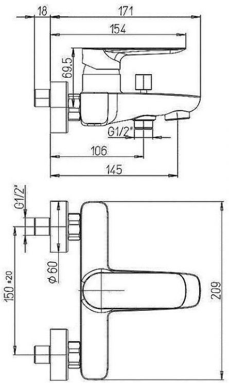 Смеситель для ванны Paini Nove 09CR111LMKM Хром