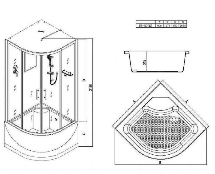 Душевая кабина Esbano ES-90CRB 90x90 ESKB90CRB без гидромассажа
