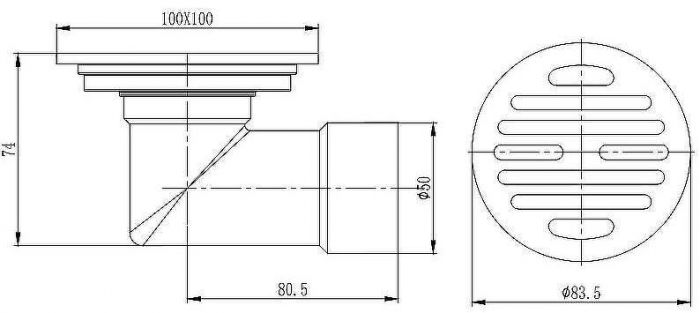 Душевой трап Raglo 100x100 R605.10.06 с Черной матовой решеткой