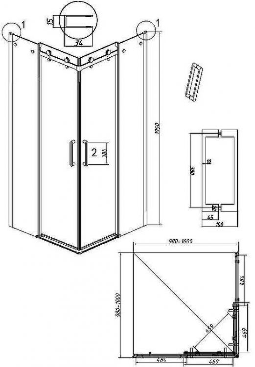 Душевой уголок Grossman Classic 100х100 300.K33.04.1010.10.00 профиль Хром стекло прозрачное Душевой уголок Grossman Classic 100х100 300.K33.04.1010.10.00 профиль Хром стекло прозрачное