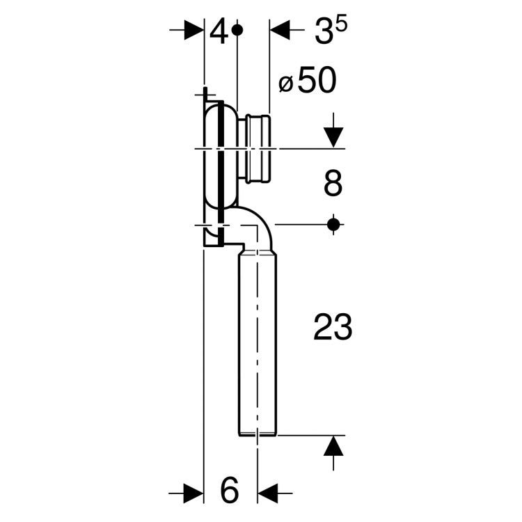 Сифон писсуара Geberit вертикальный PP d50/50 1L