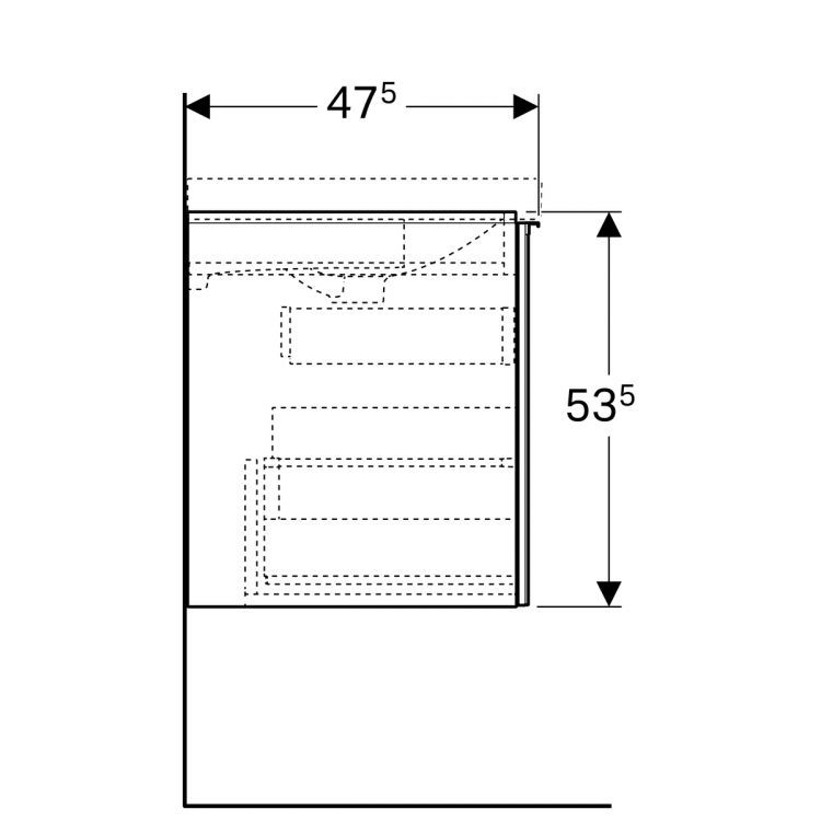 Тумба под раковину Geberit Acanto , 64x48, черный [500.610.16.1]