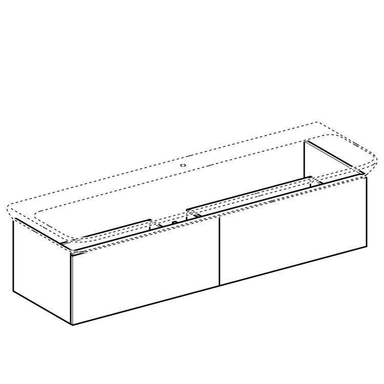 Тумба под раковину Geberit Xeno? 1595х350х475 мм, 2 ящика, серый дуб [500.346.43.1]