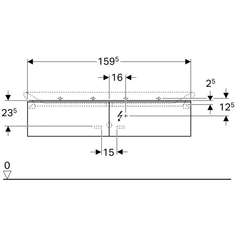 Тумба под раковину Geberit Xeno? 1595х350х475 мм, 2 ящика, серый дуб [500.346.43.1]
