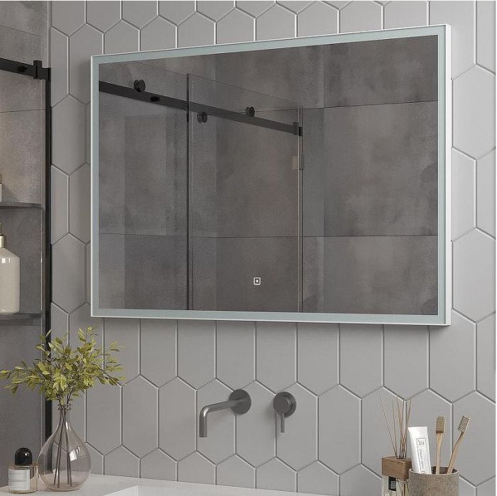 Зеркало Континент Frame White 1000x700 ЗЛП2 с подсветкой с сенсорным выключателем