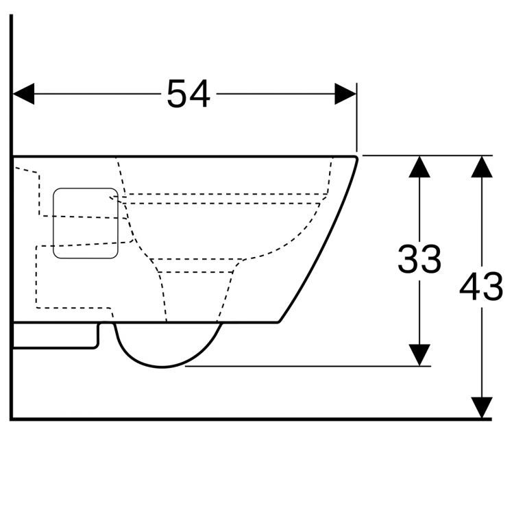 Подвесной унитаз безободковый Geberit Renova Plan Rimfree®, глубина 54 см [500.378.01.1]