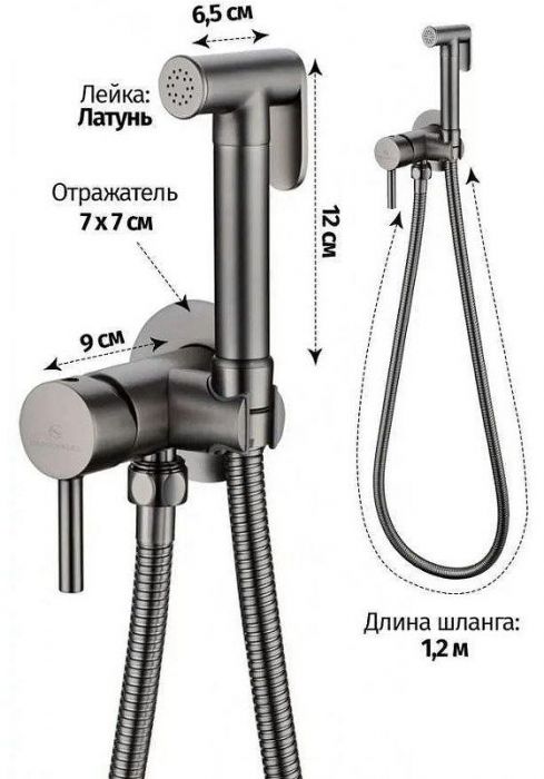 Гигиенический душ со смесителем Grocenberg GB001BG Графит