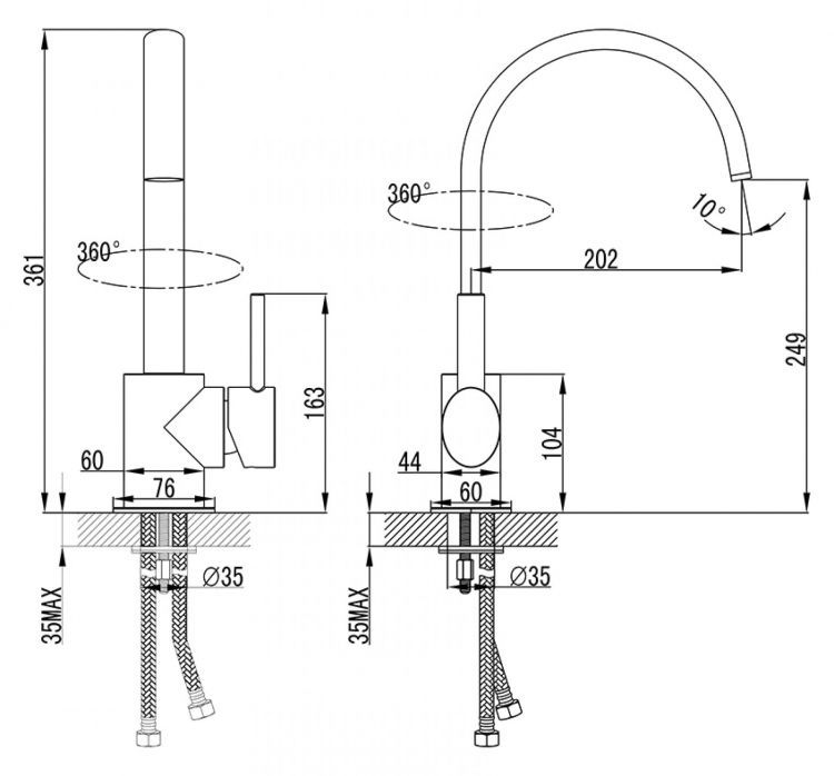 Смеситель Ravak Freedom FM 016.00 для кухонной мойки Смеситель Ravak Freedom FM 016.00 для кухонной мойки
