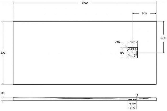 Душевой поддон из искусственного камня BelBagno Uno 180x80 TRAY-MR-UNO-AH-180/80-35-W-CR Белый