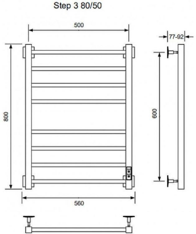 Электрический полотенцесушитель Ника Step-3 80/50 U Черный матовый