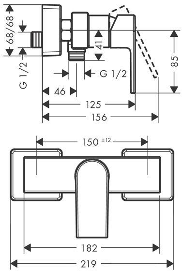Hansgrohe Vernis Shap Смеситель для душа, однорычажный, цвет: хром