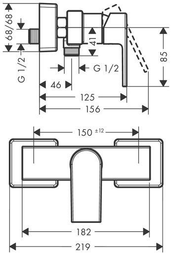 Hansgrohe Vernis Shap Смеситель для душа, однорычажный, цвет: хром