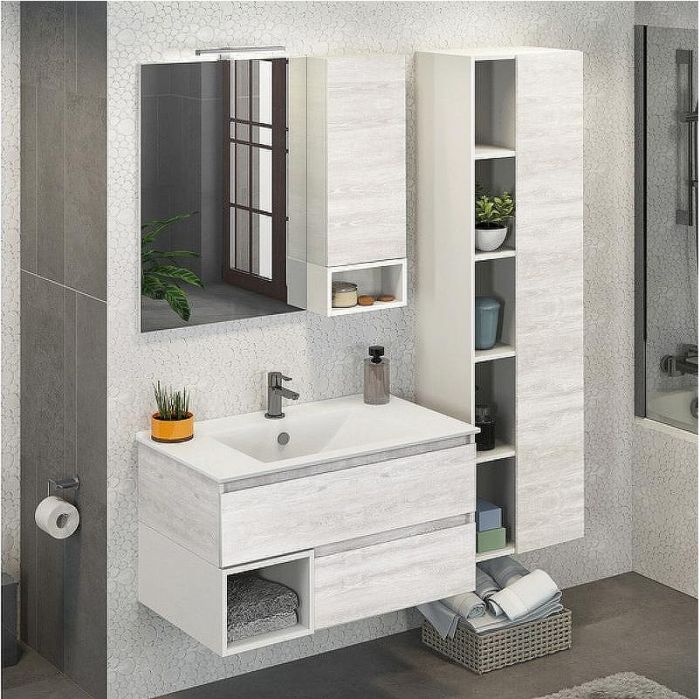 Тумба с раковиной Comforty Турин 90М 00-00014644 подвесная Дуб белый