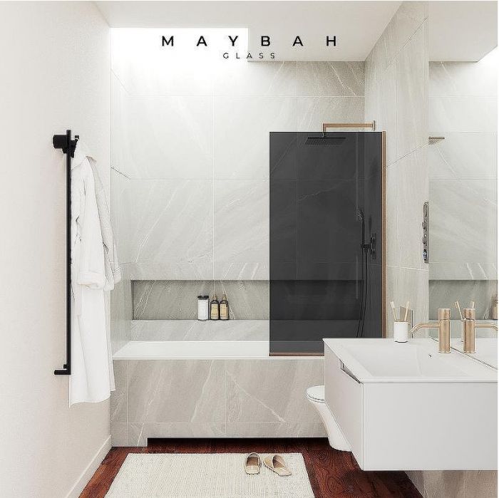 Шторка на ванну Maybah Glass MGV-252-2у 300x1400 в узком профиле Бронза стекло графитовое