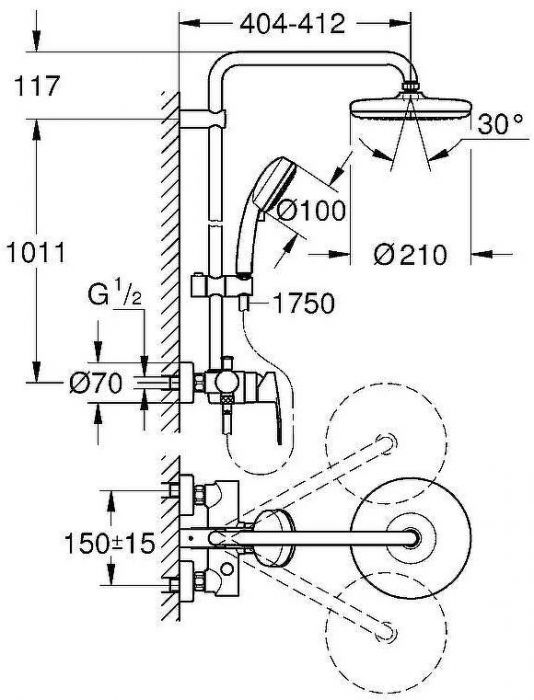 Душевая система Grohe Tempesta Cosmopolitan 26224001 Хром