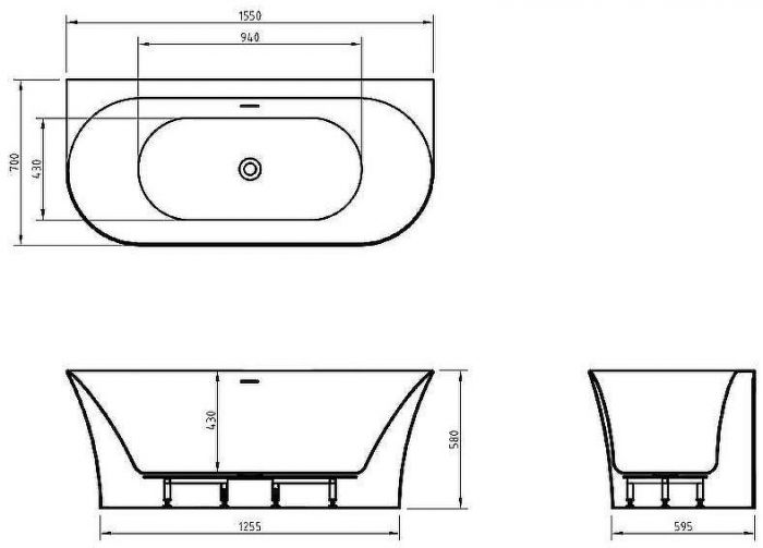 Акриловая ванна BelBagno 155x70 BB711-1550-700 без гидромассажа