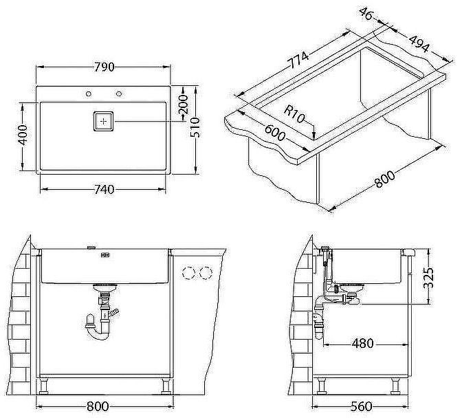 Кухонная мойка Alveus Stylux 40 BRS-90 790x510 1084292 Брашированная сталь