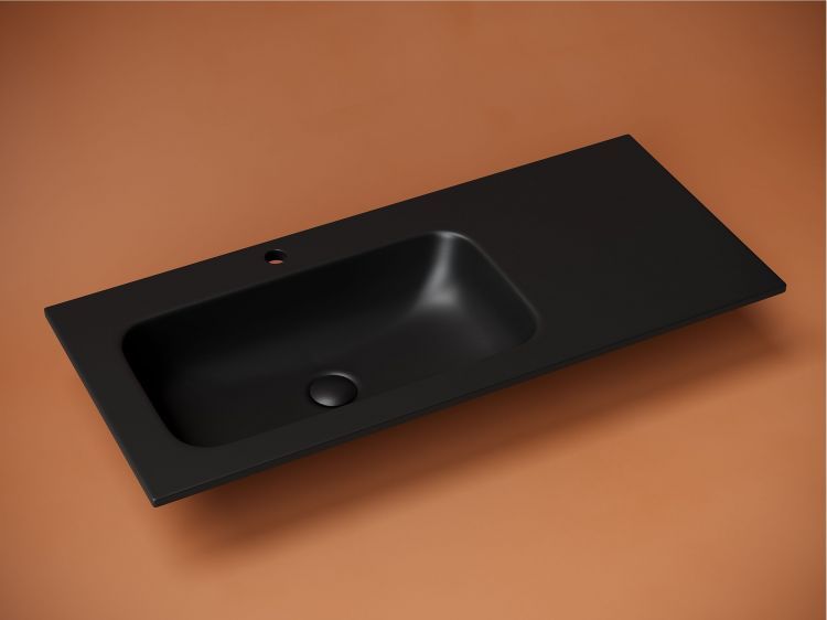 Раковина накладная SANCOS Grace с отверстием под смеситель 1010x457x137мм, чаша слева, цвет черный матовый, CN7014MB Раковина накладная SANCOS Grace с отверстием под смеситель 1010x457x137мм, чаша слева, цвет черный матовый, CN7014MB