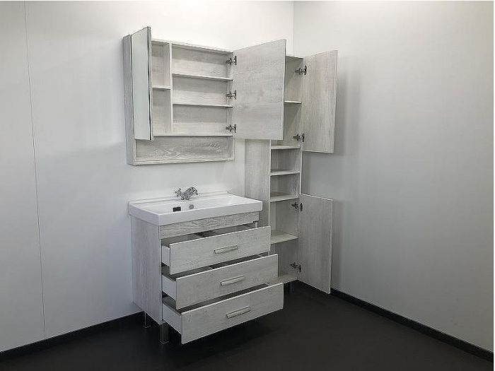Зеркальный шкаф Comforty Никосия 80 00004138838 Дуб белый