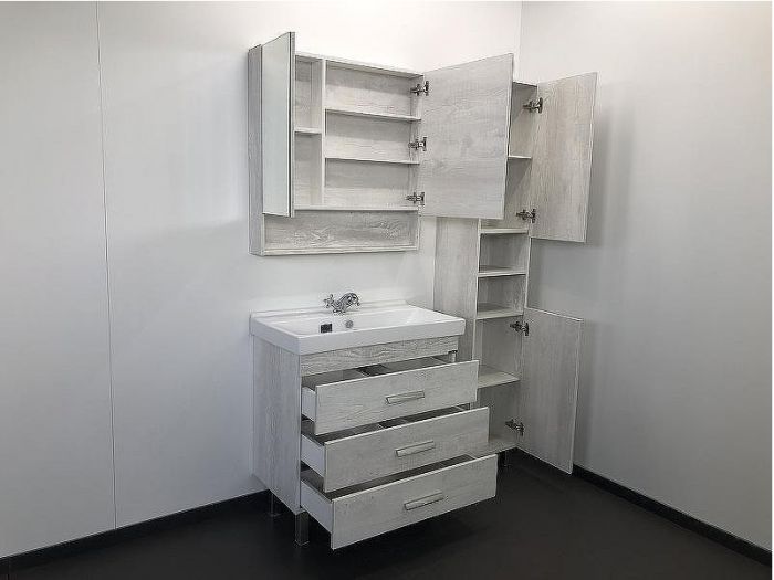 Зеркальный шкаф Comforty Никосия 80 00004138838 Дуб белый