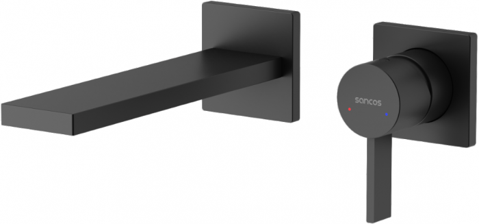 Смеситель для раковины SANCOS Linn c внутренней частью, черный матовый, SC9021MB