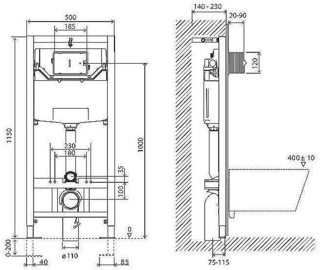Инсталляция BelBagno BB001-120/BB014-SR-BIANCO с Белой клавишей смыва