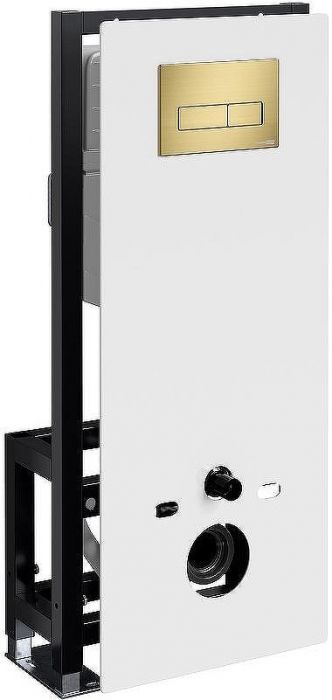 Инсталляция WasserKRAFT Glan 66TLT.010.ME.WH.MG03 для унитаза Белое стекло с клавишей смыва Золото матовое