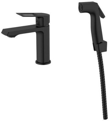 Смеситель для раковины Voda Surf Black SF27HB с гигиеническим душем цвет Черный