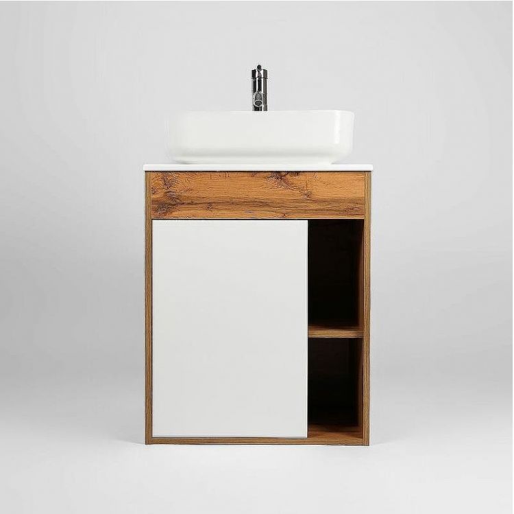 Тумба под раковину VIANT Бостон 56 VBOS56N-T1STP подвесная Белая Дуб Вотан