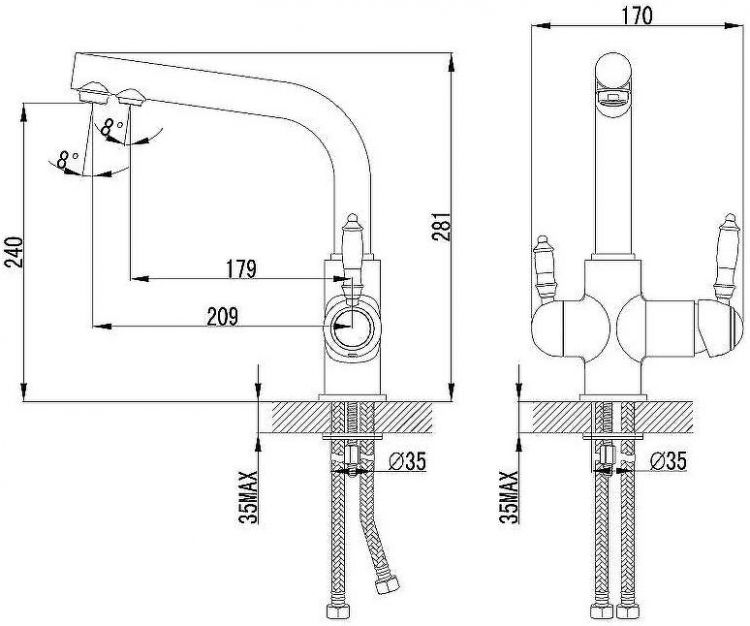 Смеситель для кухни Lemark Villa LM4861B Бронза
