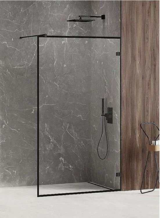 Душевая перегородка New Trendy Avexa Black 80 EXK-2049 профиль Черный стекло прозрачное