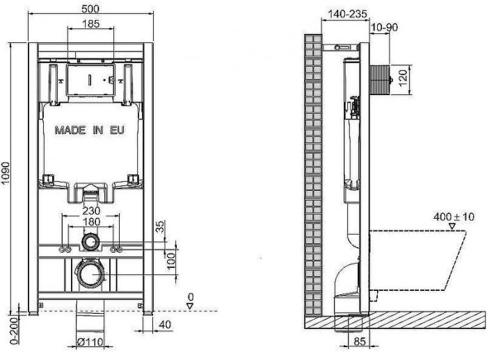 Комплект унитаза BelBagno Amanda BB051CHR+BB051SC с сиденьем Микролифт и инсталляцией Jacob Delafon E29025-NF+E4316-CP с клавишей смыва Хром