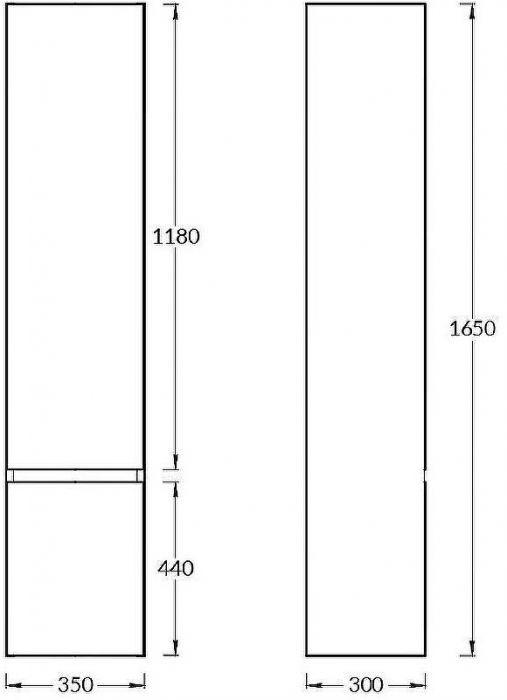 Шкаф пенал Kerama Marazzi Cubo 35 L CUB.165Lh\WHT.M подвесной Белый матовый