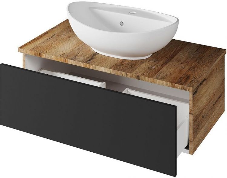 Тумба под раковину Misty Ива 90 П-Ива-01090-481Я подвесная Графит Дуб Вотан
