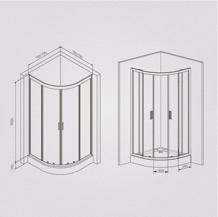 Душевой уголок AM.PM Gem 80х80 W90G-401-080BT профиль Черный матовый стекло прозрачное