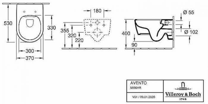 Унитаз Villeroy&Boch Avento 5656HRR1 подвесной с сиденьем Микролифт