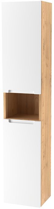 Шкаф пенал ЗОВ Дион 30 DPBD подвесной цвет Белый матовый Дуб медовый