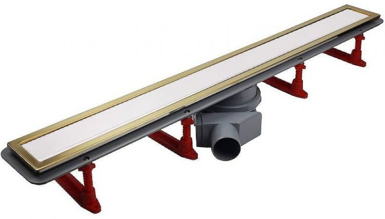 Душевой лоток Pestan Confluo Premium Line 750 White Glass Gold 13100123 с решеткой Белый глянцевый Золото глянцевое