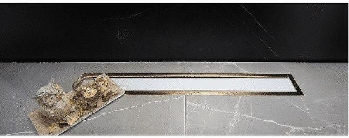 Душевой лоток Pestan Confluo Premium Line 750 White Glass Gold 13100123 с решеткой Белый глянцевый Золото глянцевое