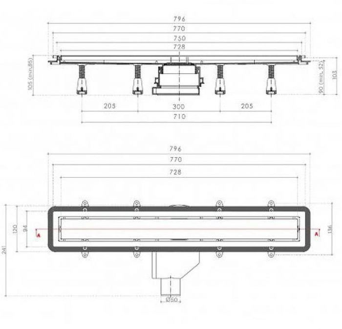 Душевой лоток Pestan Confluo Premium Line 750 White Glass Gold 13100123 с решеткой Белый глянцевый Золото глянцевое