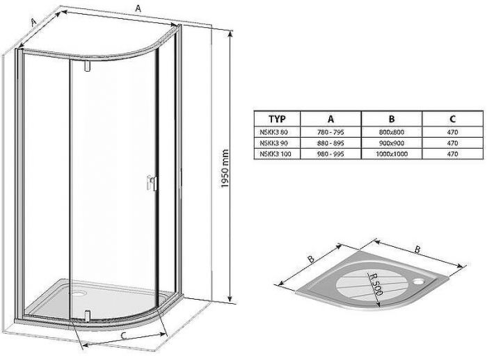 Душевой уголок Ravak Nexty NSKK3-90 90x90 3O677C00Z1 профиль Хром стекло Transparent