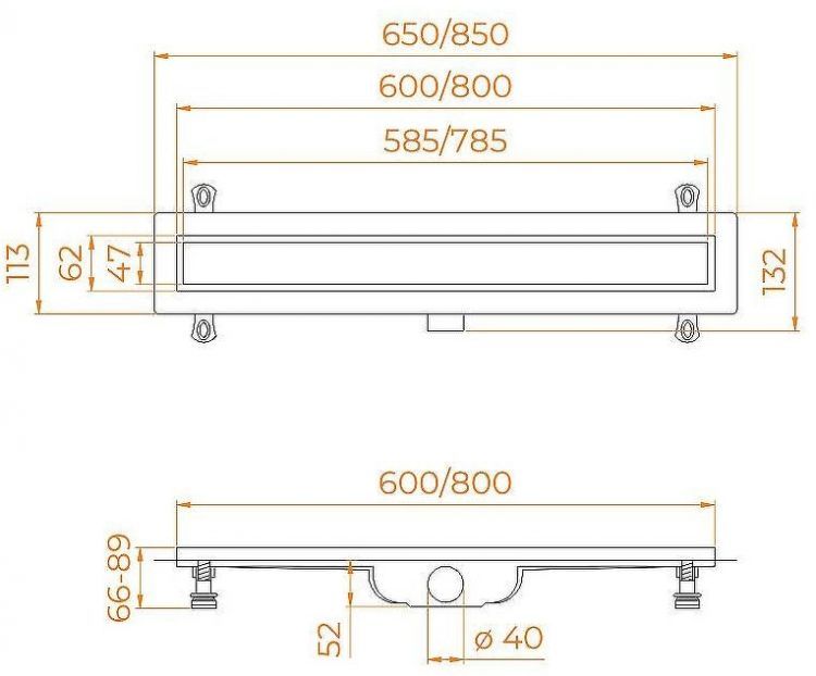 Душевой лоток RGW Drain Leo-41-80 60214180-01 с решеткой Хром / под плитку