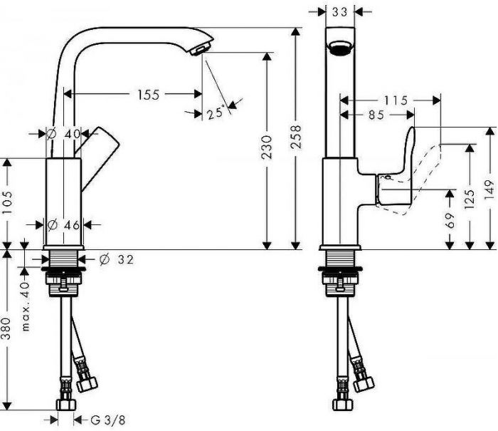 Смеситель для раковины Hansgrohe Metris 31187000 Хром