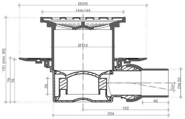 Душевой трап Pestan Confluo Standard 13000132 с решеткой Золото глянец