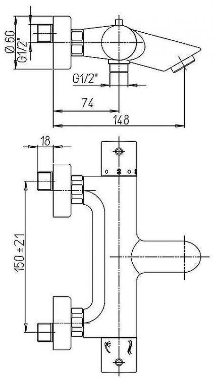 Смеситель для ванны Paini Cox 78PZ111TH с термостатом Черный матовый Смеситель для ванны Paini Cox 78PZ111TH с термостатом Черный матовый