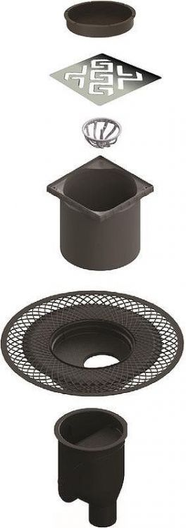 Душевой трап Berges Platz Antik 150x150 091061 с решеткой Хром