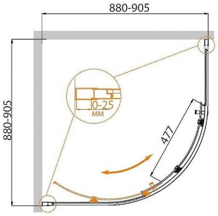 Душевой уголок Cezares Molveno 90x90 MOLVENO-R-1-90-C-GM-IV профиль Оружейная сталь стекло прозрачное