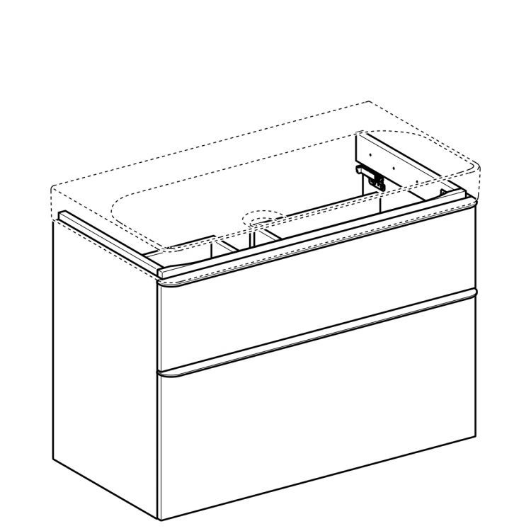Тумба под раковину Geberit Smyle Square 90x61.7, белый глянец [500.354.00.1]